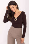 Women's V-Neck Sweater with Decorative Front