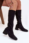 Eco-Suede Women's Heel Boots with Zircons