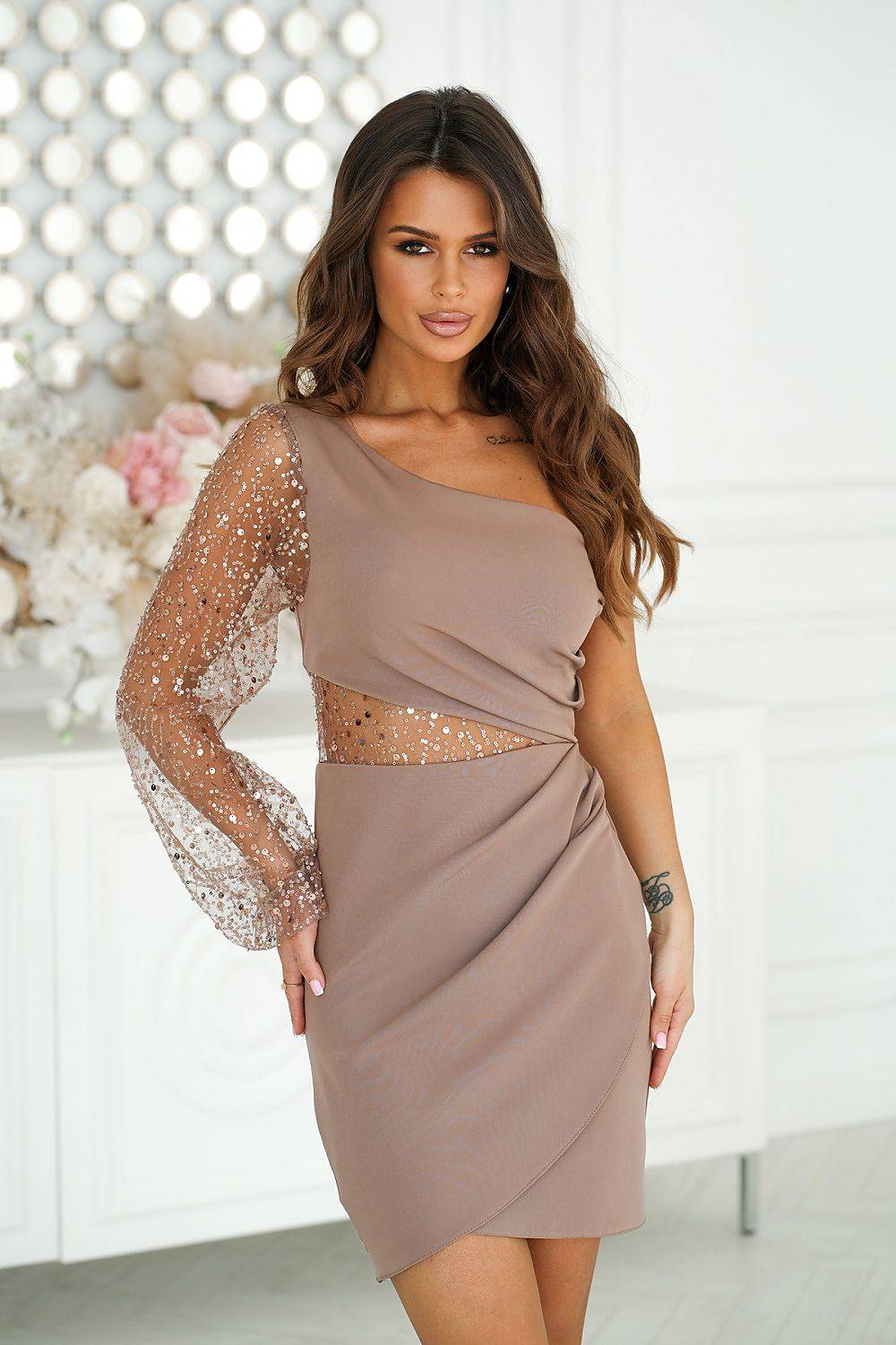 Short dress model 193801 Bicotone