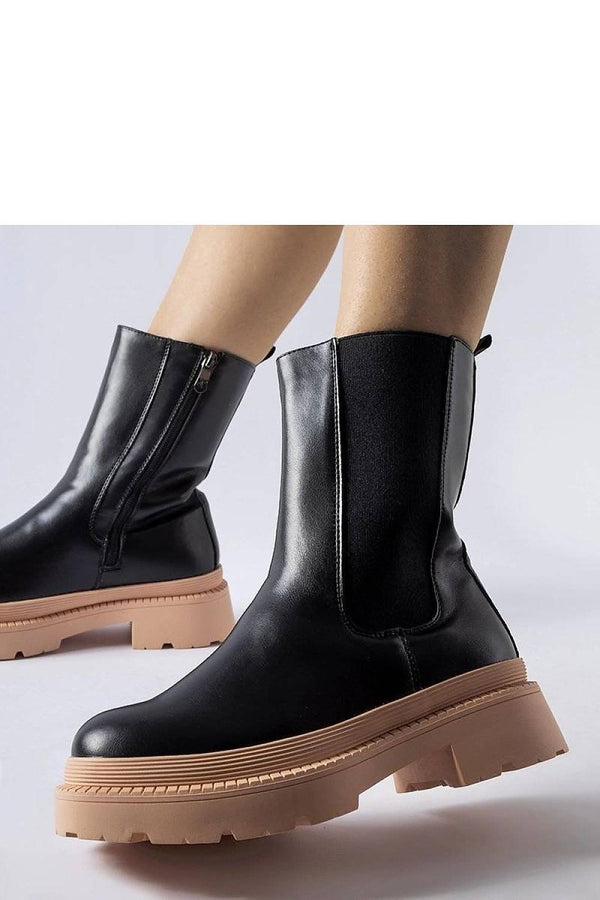 Stylish Black Ankle Boots with Pink Sole