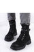 Stylish women's ankle boots in black eco-leather with lace-up front and side buckle, perfect for autumn-winter comfort and fit.