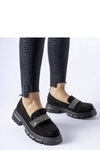 Eco-Suede Black Moccasins with Zircon Detailing