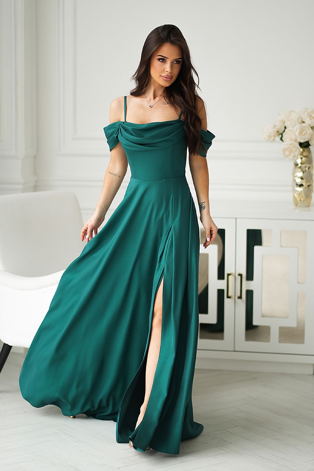 Long dress model 210724 Bicotone
