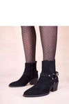 Stylish Black Heeled Ankle Boots with Buckles