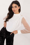 Formal Occasion Blouse with Mesh Sleeves