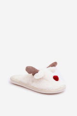 Fur Winter Slippers with Reindeer Motif